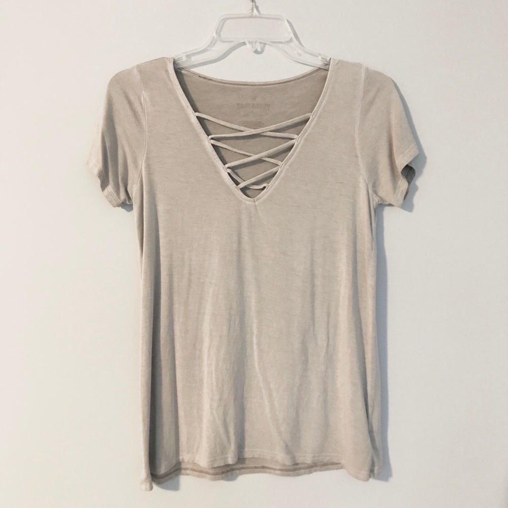 AEO Soft and Sexy Criss Cross T-Shirt, Sage